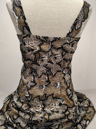 Vestido Largo Encaje Negro y Marrón