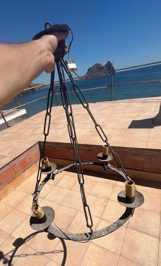 Lámpara de forja rústica 4 luces