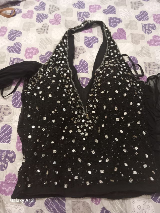 Top Luisa Spagnoli nero con perline