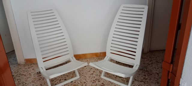 2 Sillas Playa Plástico Blancas