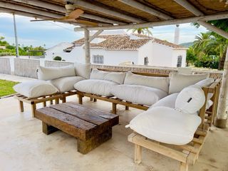 Sofá modular exterior madera pino artesanal
