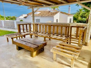 Sofá modular exterior madera pino artesanal