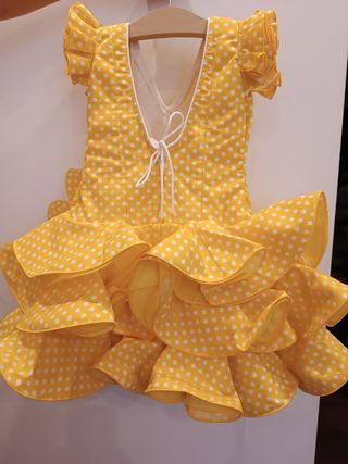 Traje Flamenca Niña Amarillo Lunares
