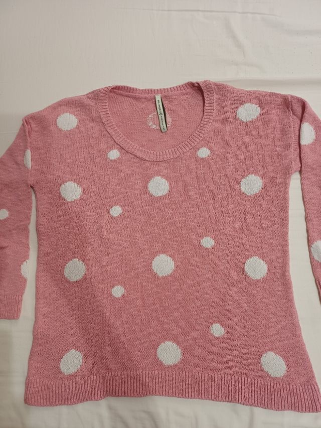 Jersey Stradivarius rosa lunares talla M