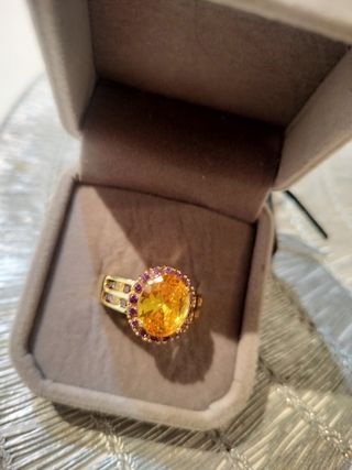 Anillo cuarzo (bienestar)Geométrico Citrino 925
