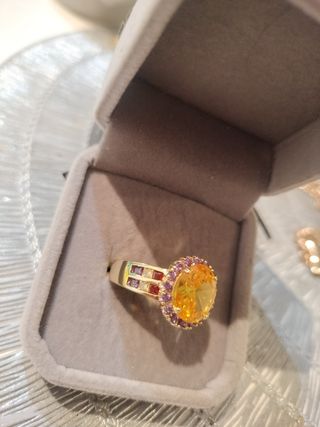 Anillo cuarzo (bienestar)Geométrico Citrino 925