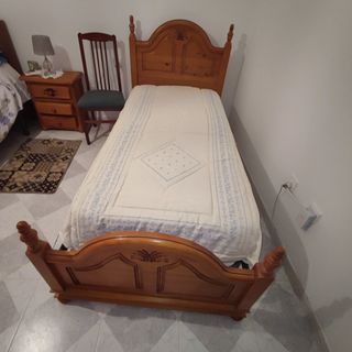 2 Camas 90cm Madera con Somier y Colchón