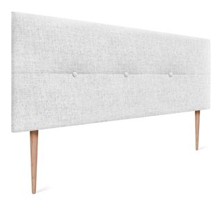 Cabecero de lino blanco con patas de madera