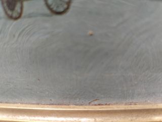 Cuadro al óleo con marco dorado y verde