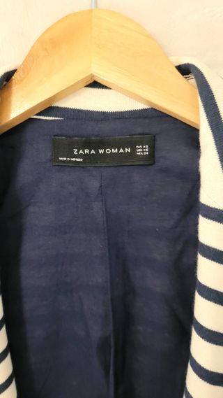Americana Zara Mujer Rayas Azul