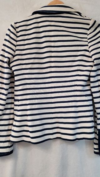 Americana Zara Mujer Rayas Azul