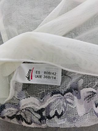 Conjunto Lencería Encaje. Talla 80B. Braguita 42.