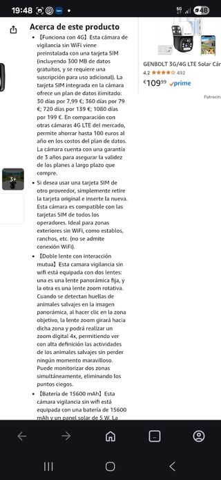 Cámara Solar 4G LTE 4K Nueva