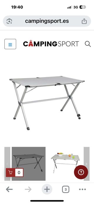 Mesa de camping plegable aluminio ligera