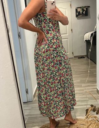vestido midi flores