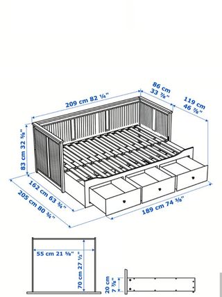 Cama Diván Hemnes IKEA Blanca + 2 colchones