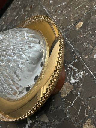 Dúo de Lámparas plafón antiguas doradas cristal