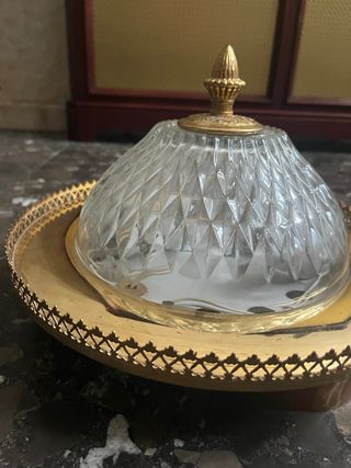 Dúo de Lámparas plafón antiguas doradas cristal