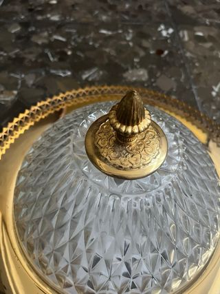 Dúo de Lámparas plafón antiguas doradas cristal