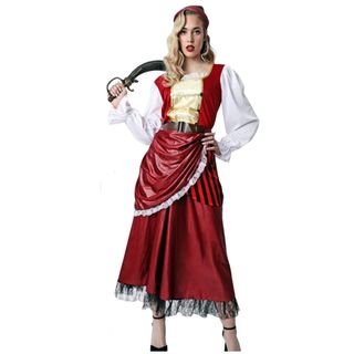 Disfraz Pirata Mujer Adulto Vestido Rojo Largo
