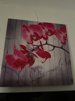 Cuadro de flores rosas y grises