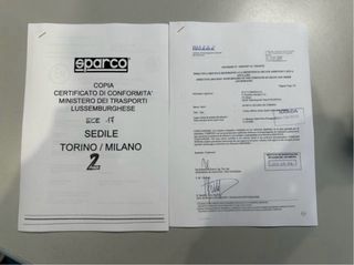 Documentación homologación asientos Sparco