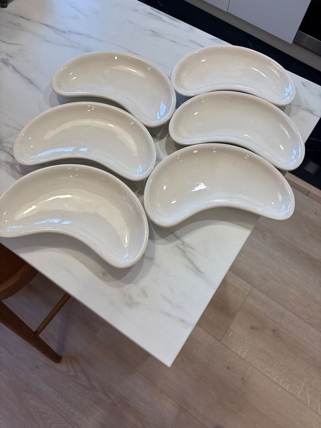 6 Platos La Cartuja de Sevilla Media Luna Blancos