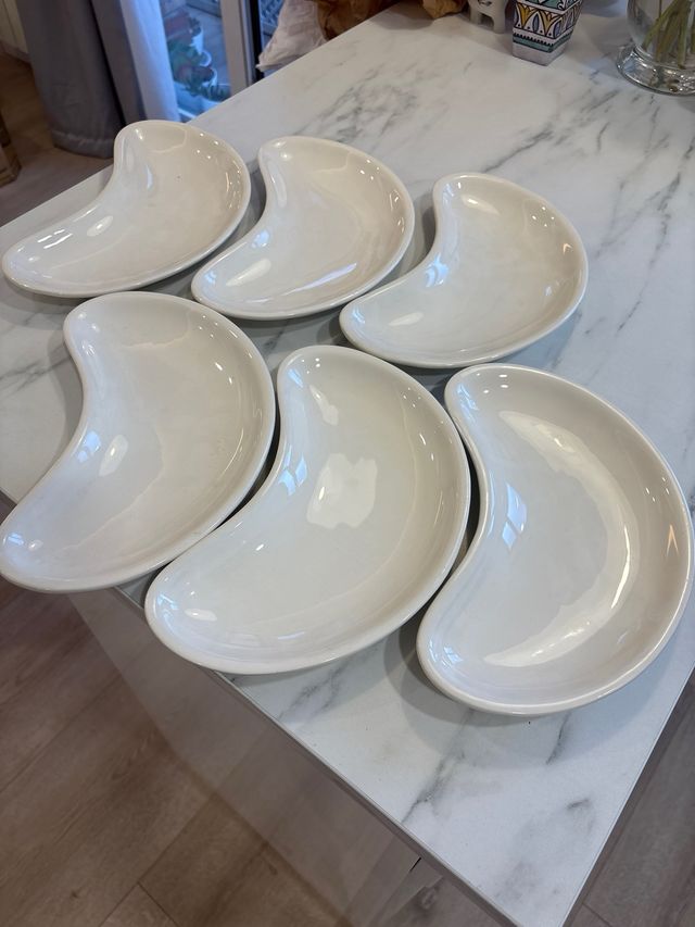 6 Platos La Cartuja de Sevilla Media Luna Blancos