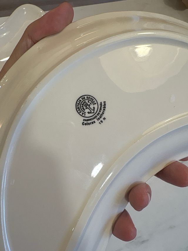 6 Platos La Cartuja de Sevilla Media Luna Blancos