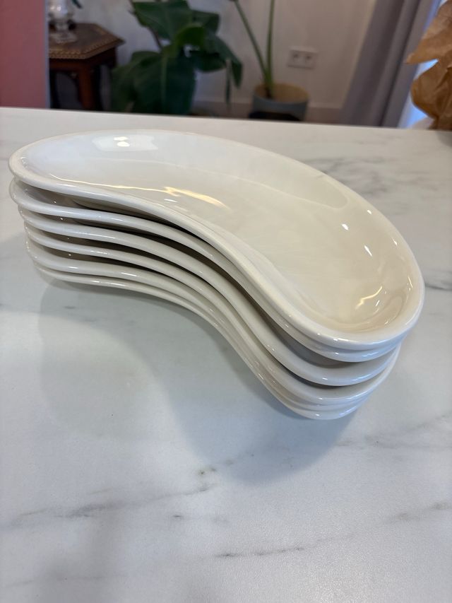 6 Platos La Cartuja de Sevilla Media Luna Blancos