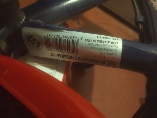 Bicicleta infantil Spiderman