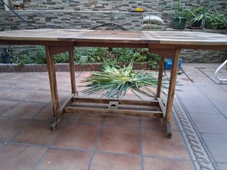 Mesa de jardín de madera teca 150 a 200cm.