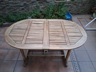 Mesa de jardín de madera teca 150 a 200cm.