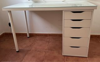 Mesa estudio blanca con cajonera