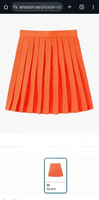 Falda plisada naranja talla M