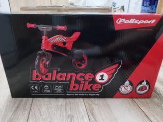 Bicicleta Polisport sin pedales, Roja y negra.