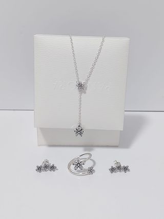 Conjunto Pandora Flores Plata