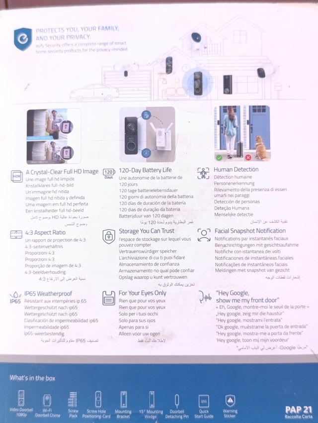 Videoportero Eufy inalámbrico 1080p ip65