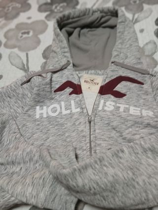 Chaqueta Hollister con capucha gris Talla M