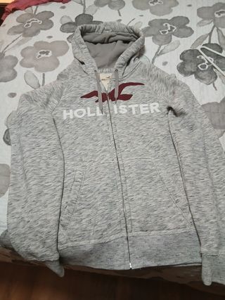 Chaqueta Hollister con capucha gris Talla M