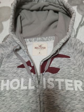 Chaqueta Hollister con capucha gris Talla M