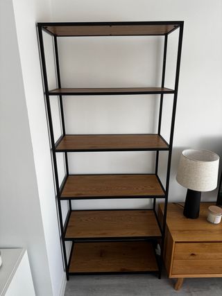 Estantería Madera y Metal Negro