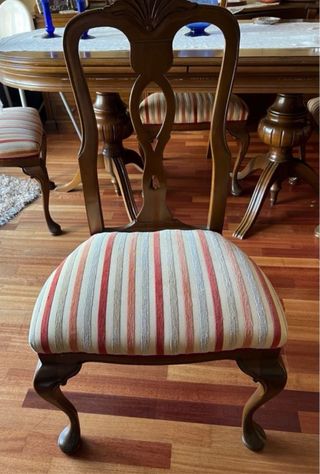 6 Sillas de Comedor de Madera Tapizadas