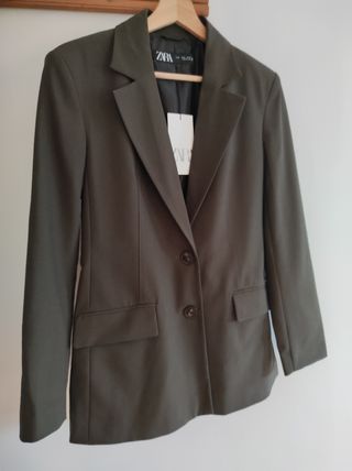 Blazer Zara Khaki Oscuro Talla S