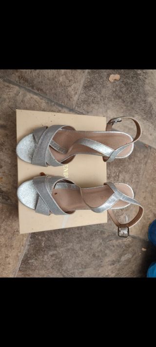 Zapatos de fiesta plateados para mujer talla 39