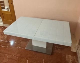 Mesa comedor cristal blanco diseño moderno