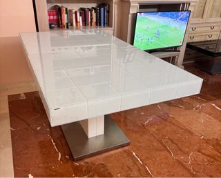 Mesa comedor cristal blanco diseño moderno