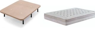 ✅PACK CAMA BASE TAPIZADA+COLCHON BERLIN A ESTRENAR