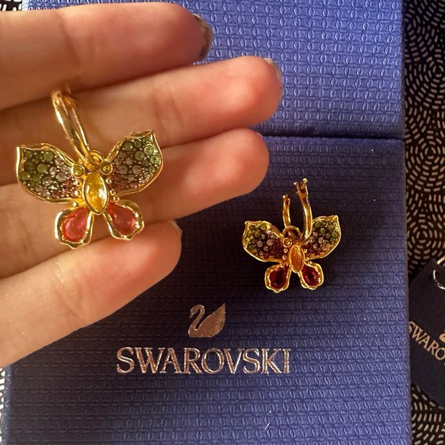 Pendientes Aro Mariposa Swarovski Multicolor
