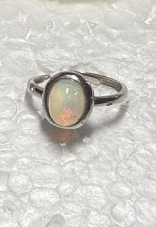 Anillo ajustable Plata 925 Ópalo Blanco